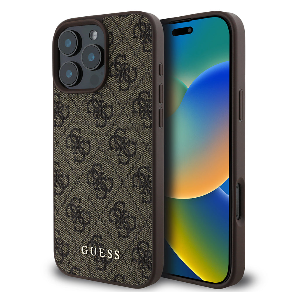 Case for Apple iPhone 16 Pro, Guess, 4G Classic, Brown