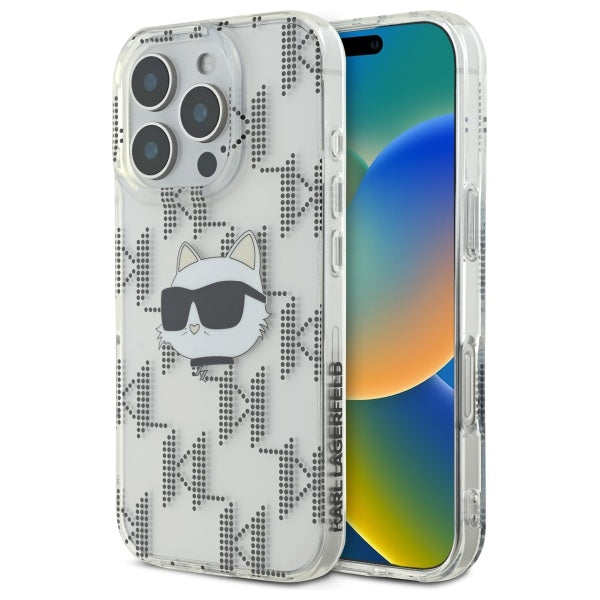 Case for Apple iPhone 16 Pro, Karl Lagerfeld, IML Luxury Electroplated Choupette's Head, Transparent