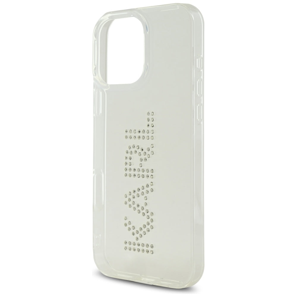 Hülle für Apple iPhone 16 Pro, Karl Lagerfeld, IML Rhinestones Transparent Logo, Transparent