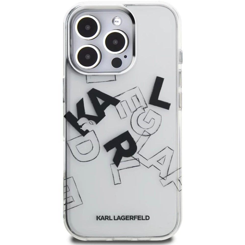 Hülle für Apple iPhone 16 Pro, Karl Lagerfeld, IML Sketched Graphic Logo, Transparent