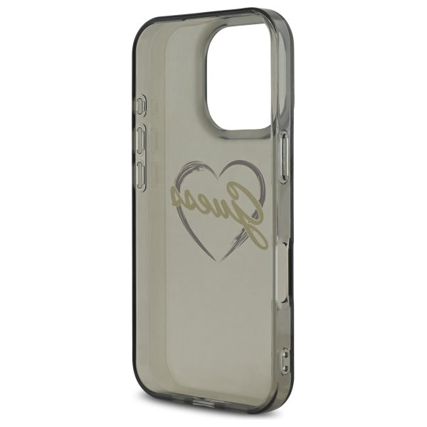 Hülle für Apple iPhone 16 Pro Max, Guess, IML Heart, Schwarz