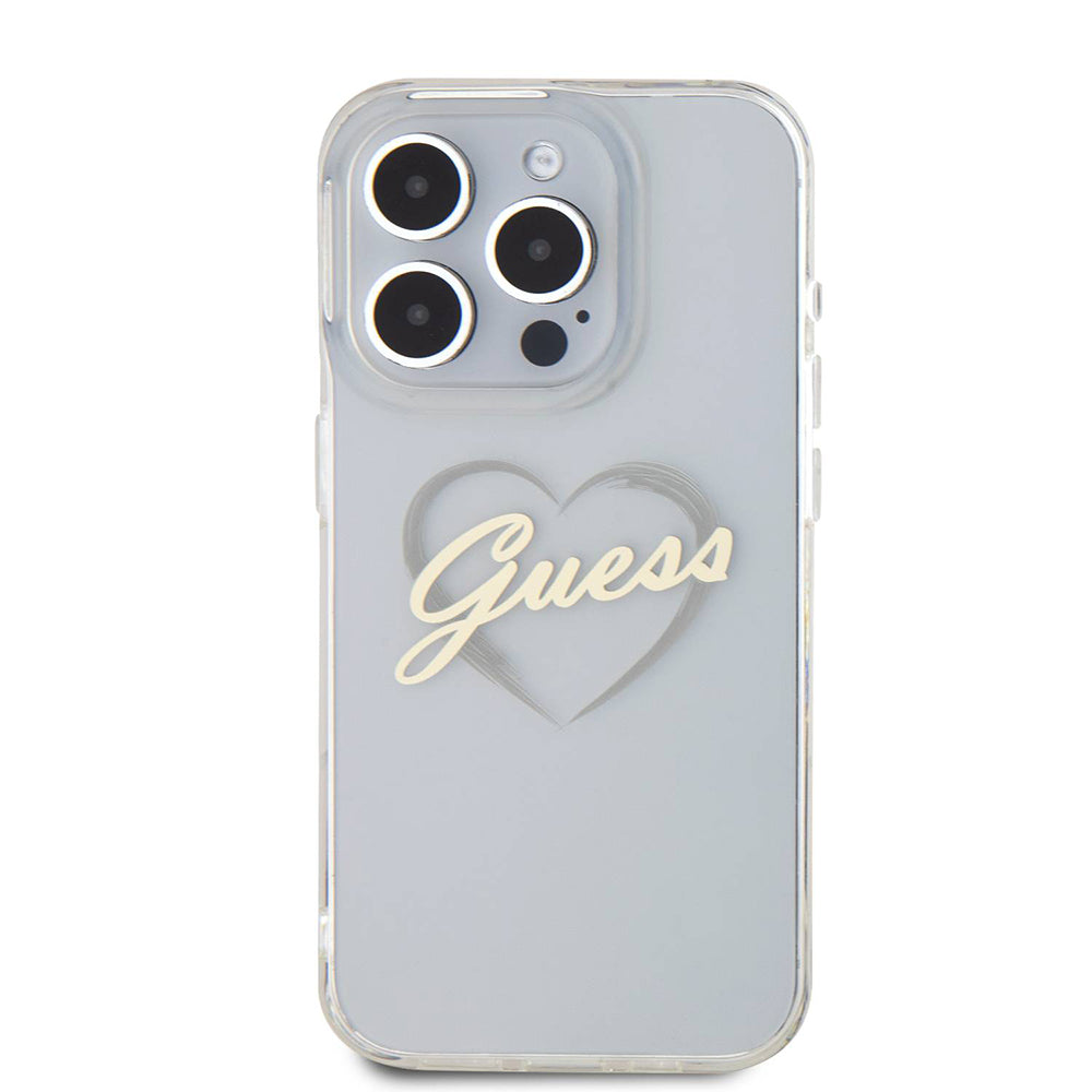Hülle für Apple iPhone 16 Pro Max, Guess, IML Heart, Transparent