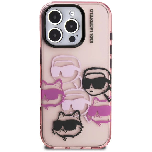 Hülle für Apple iPhone 16 Pro Max, Karl Lagerfeld, IML Luxury Multi Head Pattern, Rosa