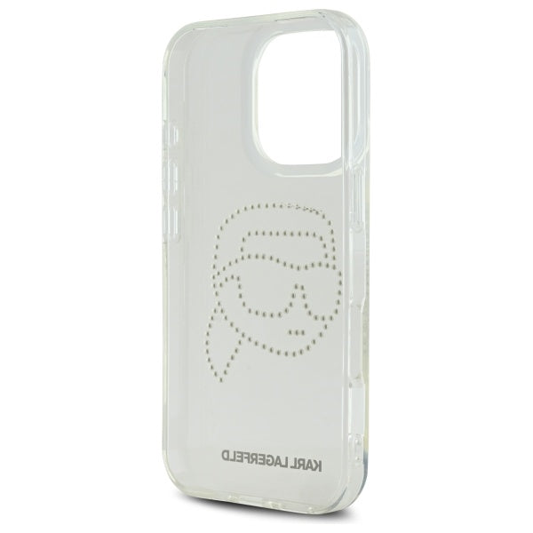 Hülle für Apple iPhone 16 Pro Max, Karl Lagerfeld, IML Rhinestones Karl's Head, Transparent