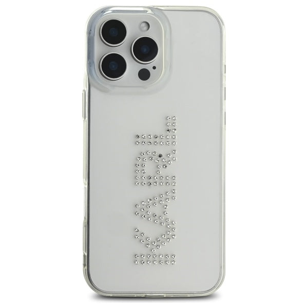 Case for Apple iPhone 16 Pro Max, Karl Lagerfeld, IML Rhinestones Transparent Logo, Transparent
