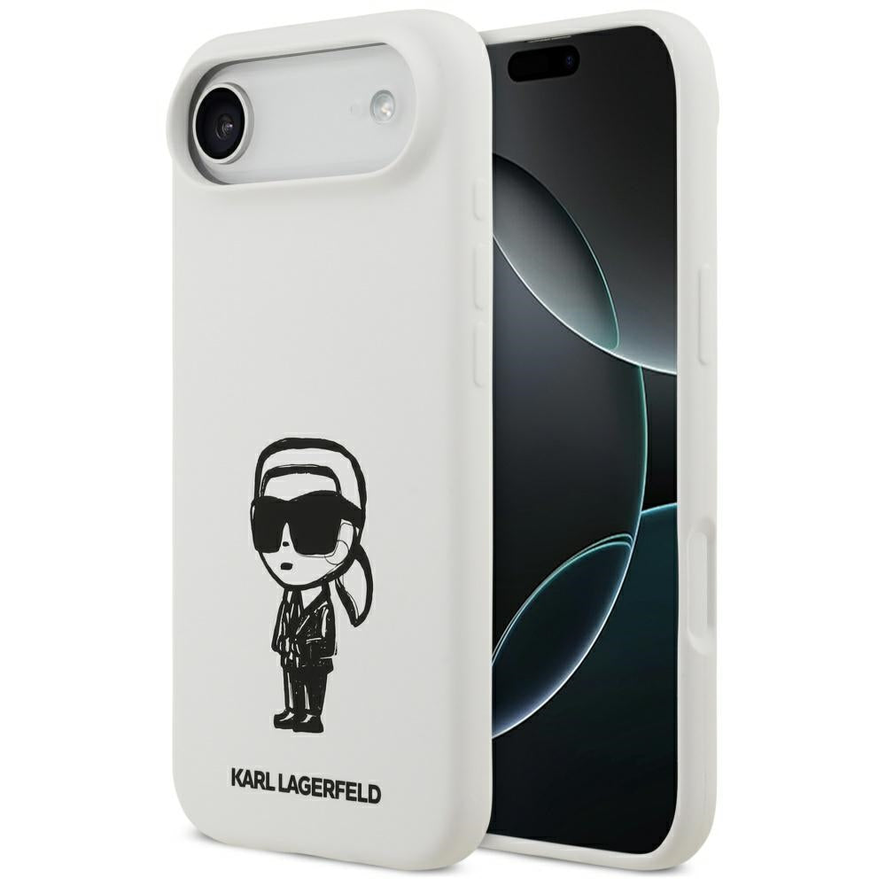 Hülle für Apple iPhone 17 Air, Karl Lagerfeld, Sketch und Logo Karl, Weiß