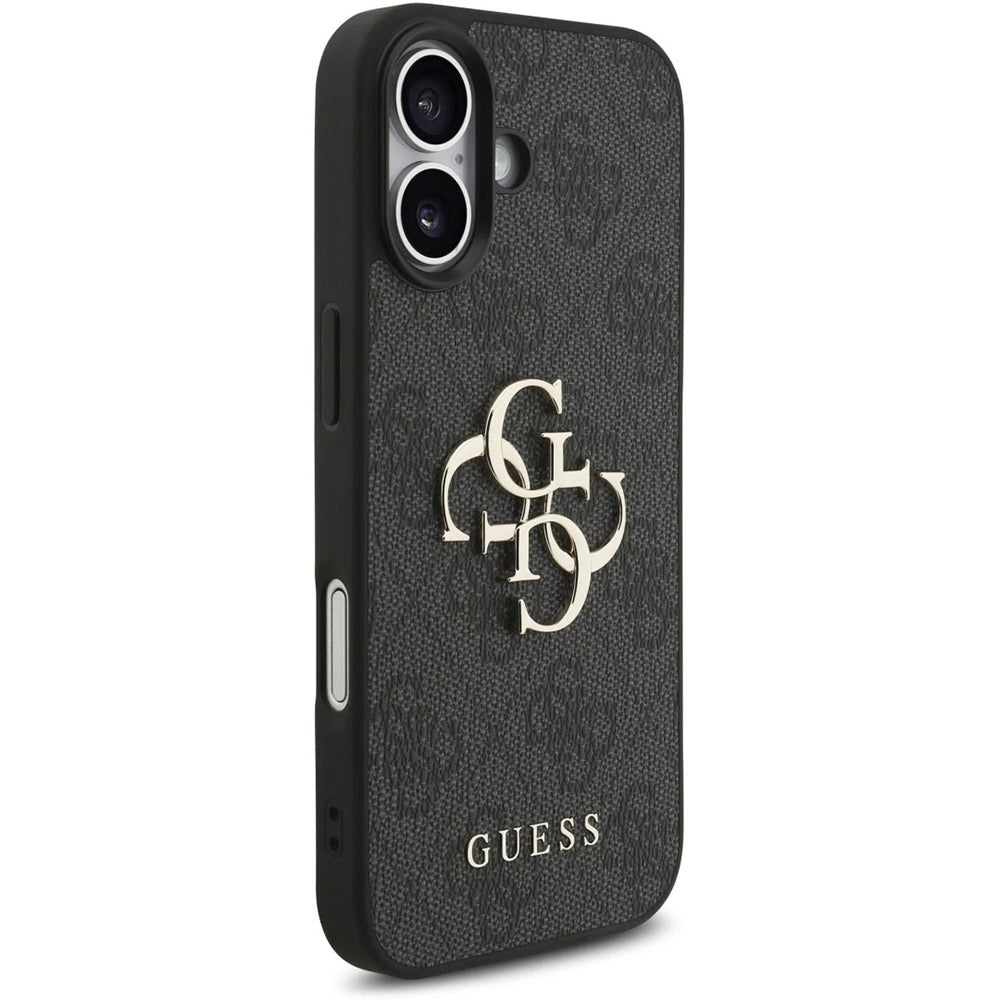 Hülle für Apple iPhone 17, Guess, 4G Classic Logo mit Trageriemen, Schwarz