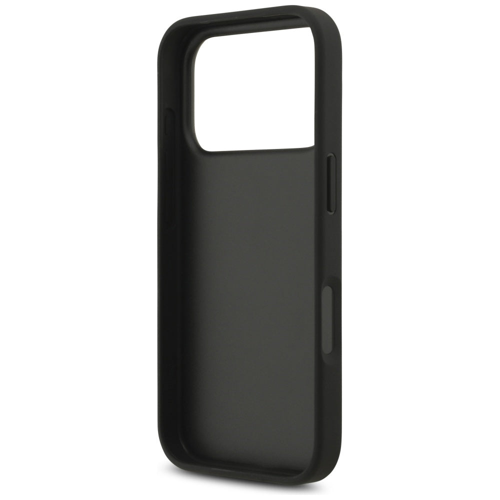 Hülle für Apple iPhone 17 Pro, Guess, 4G Classic Logo mit Trageriemen, Schwarz