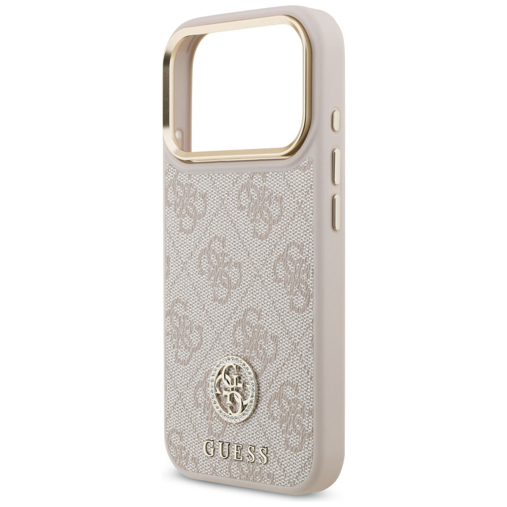 Hülle für Apple iPhone 17 Pro, Guess, 4G Strass Logo und Big Strap, Rosa