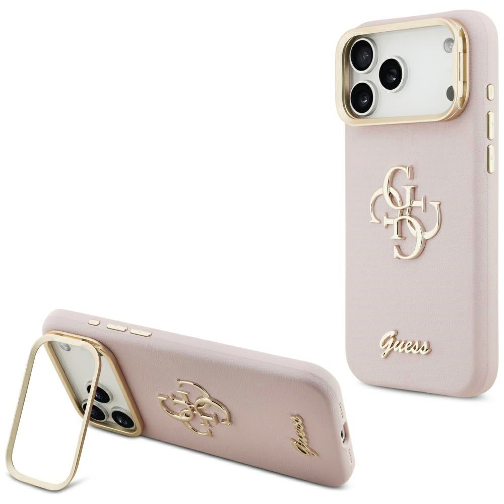 Hülle für Apple iPhone 17 Pro, Guess, Grained Big 4G Stand Camera, Rosa