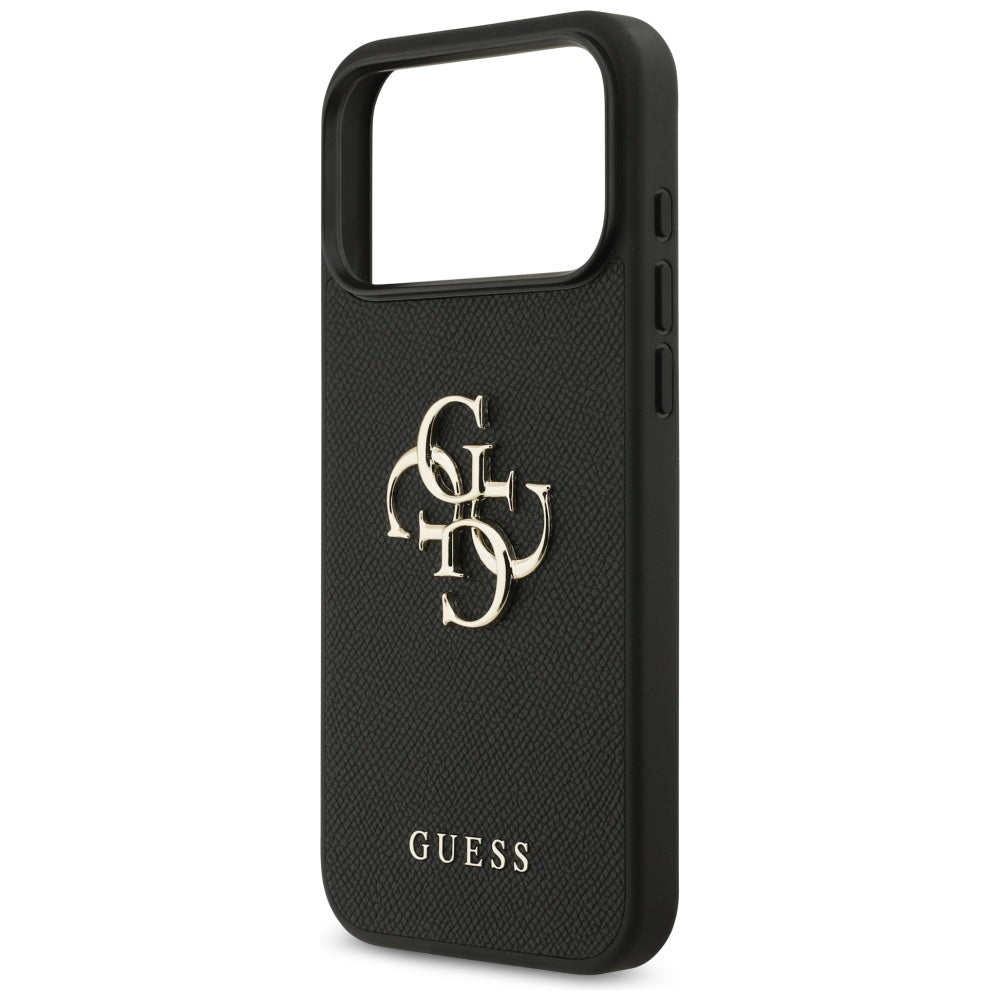 Hülle für Apple iPhone 17 Pro Max, Guess, 4G Grained Big and Classic Logo, Schwarz