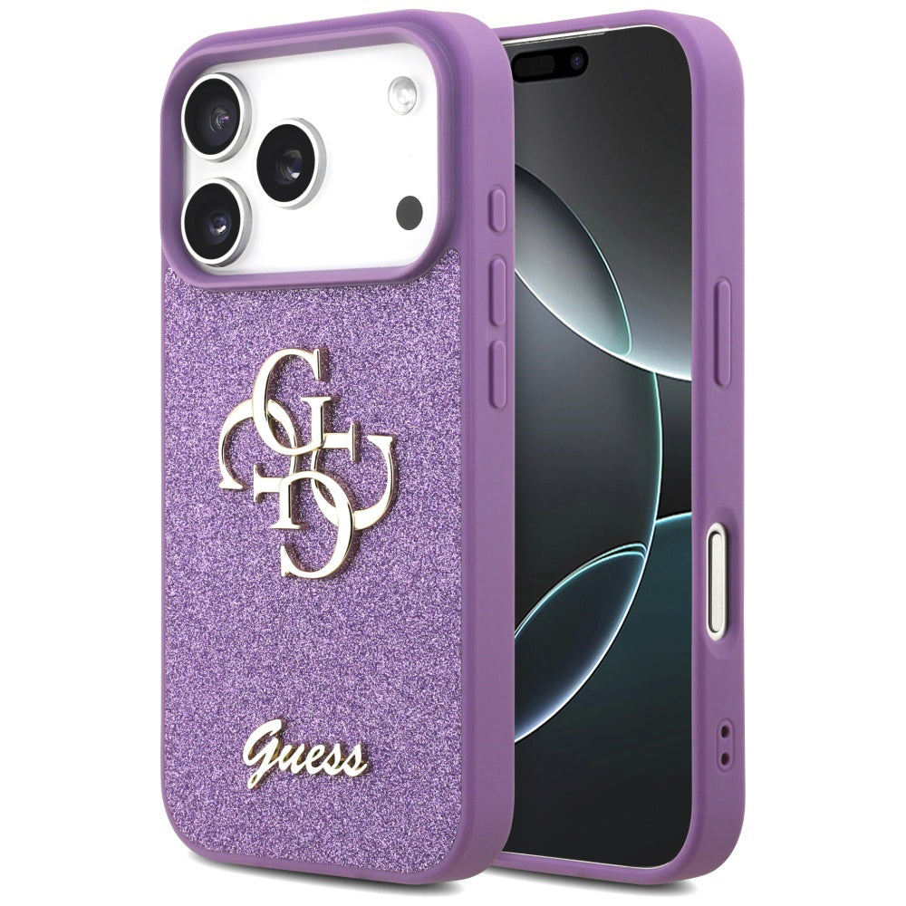 Hülle für Apple iPhone 17 Pro Max, Guess, Fixed Glitter Big 4G, Lila