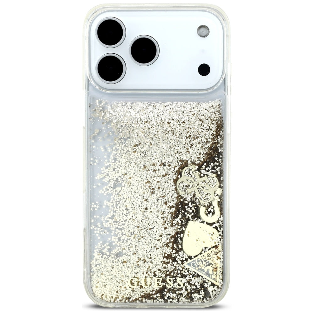Case for Apple iPhone 17 Pro Max, Guess, Liquid Glitter Charms, Gold