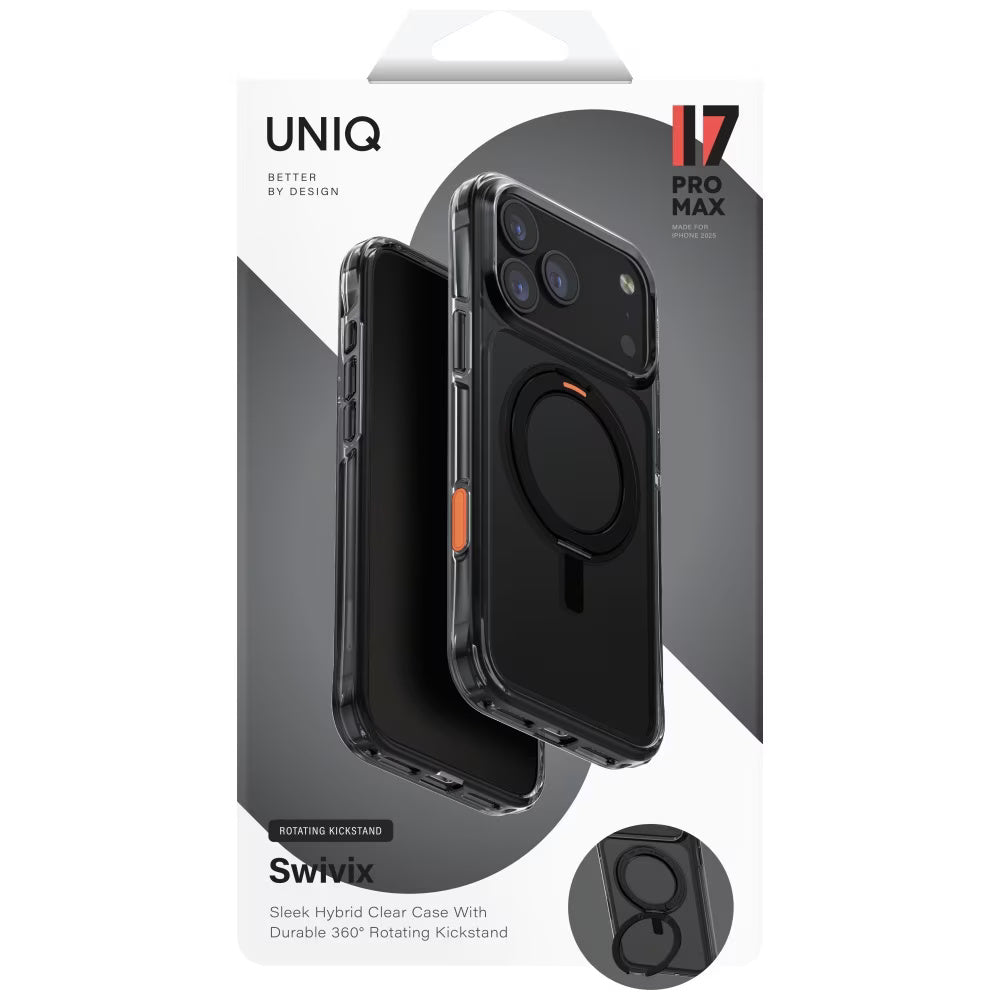Hülle für Apple iPhone 17 Pro Max, UNIQ, Swivix, Schwarz