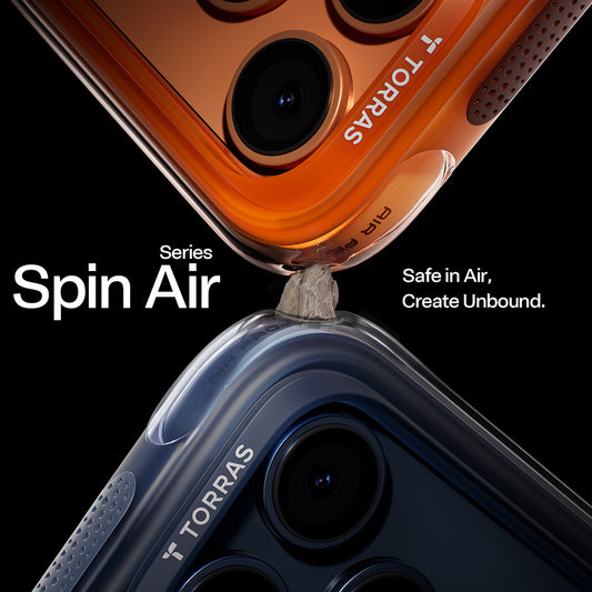 Hülle für Apple iPhone 17 Pro, Torras, Ostand Spin Air, Blau