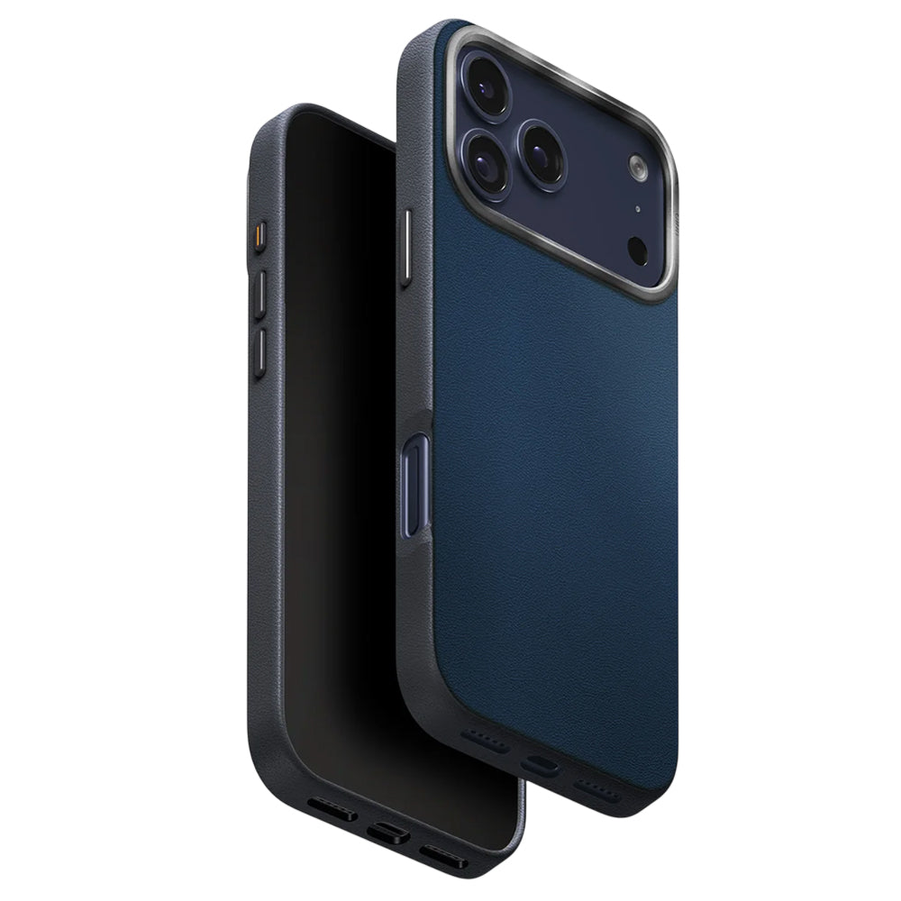 Hülle für Apple iPhone 17 Pro, UNIQ, Lyden Leatherette, Schwarzblau
