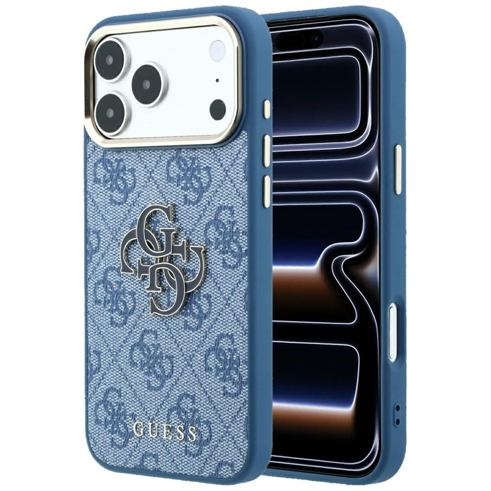 Hülle für Apple iPhone 18 Pro / 17 Pro, Guess, 4G Big Resin Logo, Blau