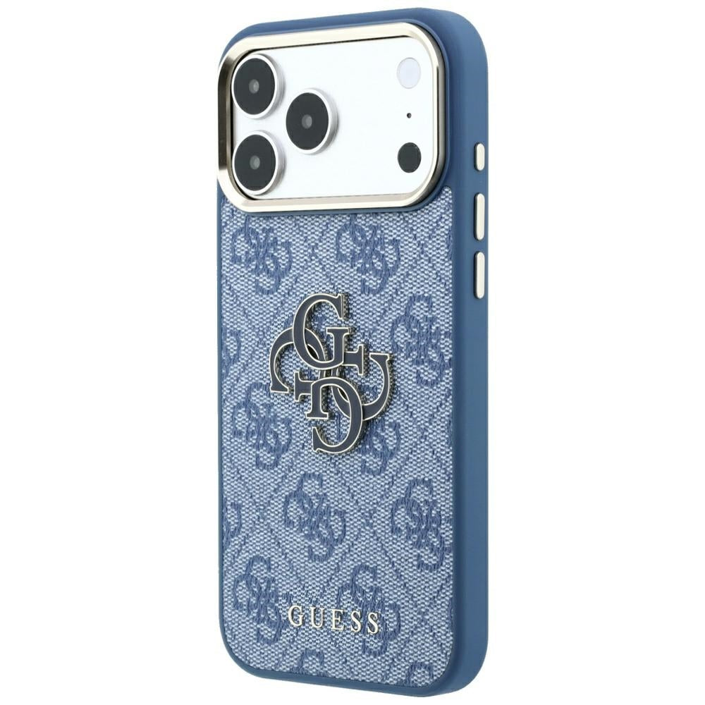 Hülle für Apple iPhone 18 Pro / 17 Pro, Guess, 4G Big Resin Logo, Blau