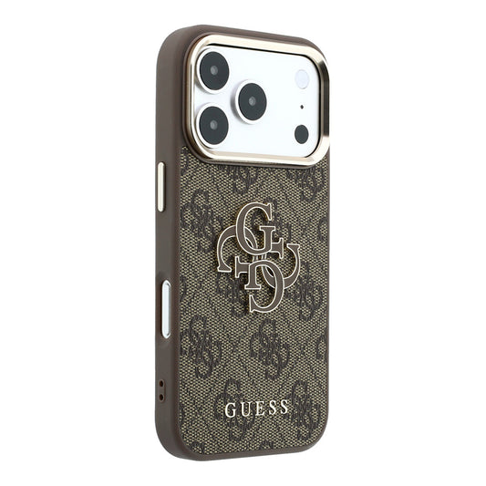 Hülle für Apple iPhone 18 Pro / 17 Pro, Guess, 4G Big Resin Logo, Braun