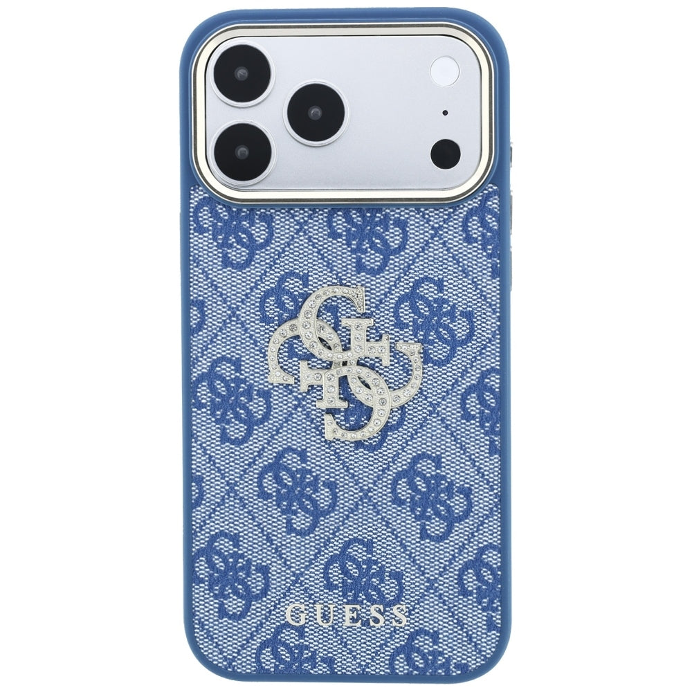 Hülle für Apple iPhone 18 Pro / 17 Pro, Guess, 4G Big Strass Logo, Blau