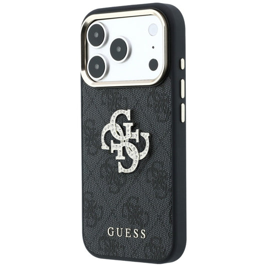Hülle für Apple iPhone 18 Pro / 17 Pro, Guess, 4G Big Strass Logo, Schwarz