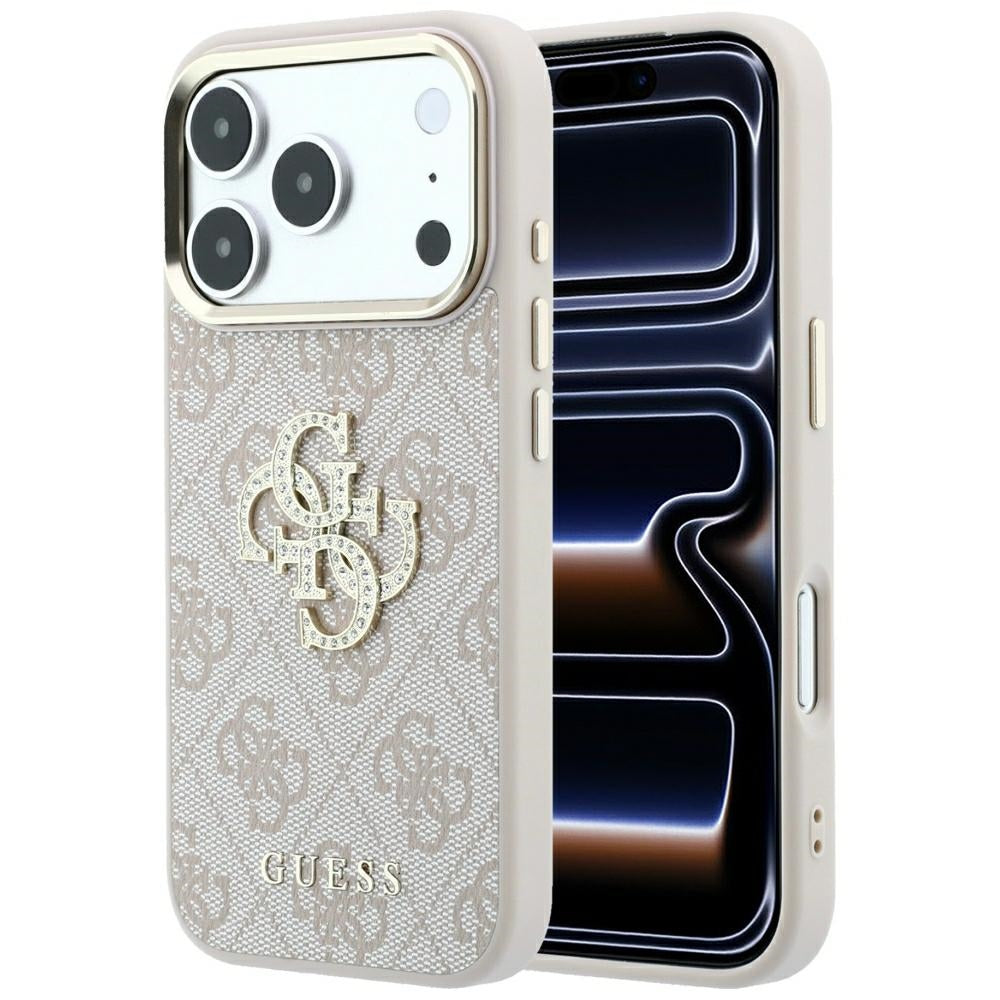 Hülle für Apple iPhone 18 Pro / 17 Pro, Guess, 4G Big Strass Logo, Rosa