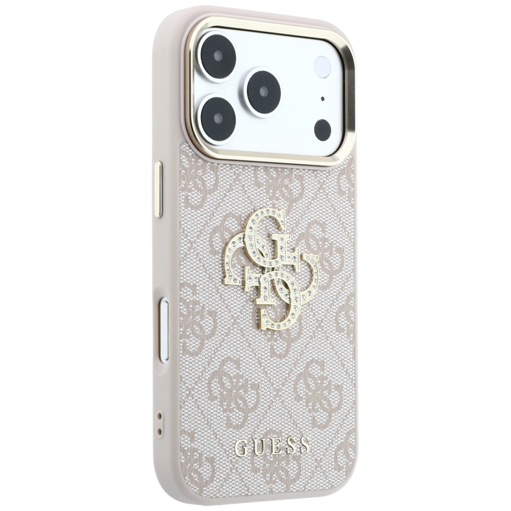Hülle für Apple iPhone 18 Pro / 17 Pro, Guess, 4G Big Strass Logo, Rosa