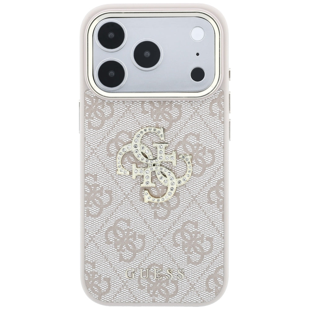 Hülle für Apple iPhone 18 Pro / 17 Pro, Guess, 4G Big Strass Logo, Rosa