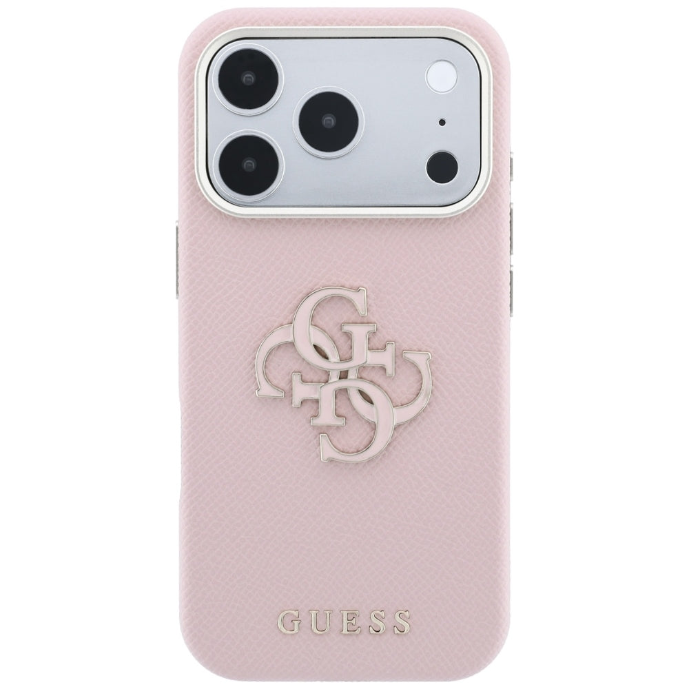 Hülle für Apple iPhone 18 Pro / 17 Pro, Guess, Geprägtes großes Harzlogo, Rosa