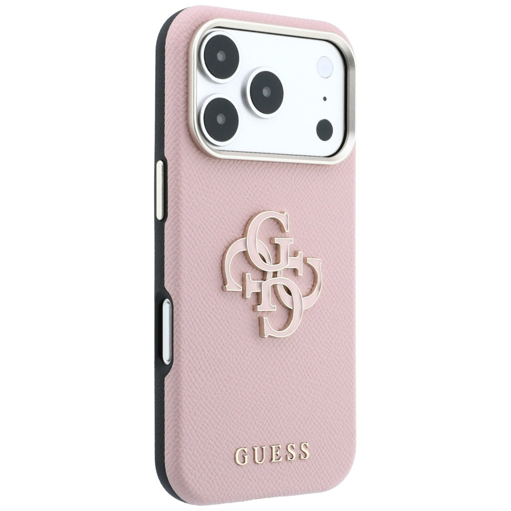 Hülle für Apple iPhone 18 Pro / 17 Pro, Guess, Geprägtes großes Harzlogo, Rosa