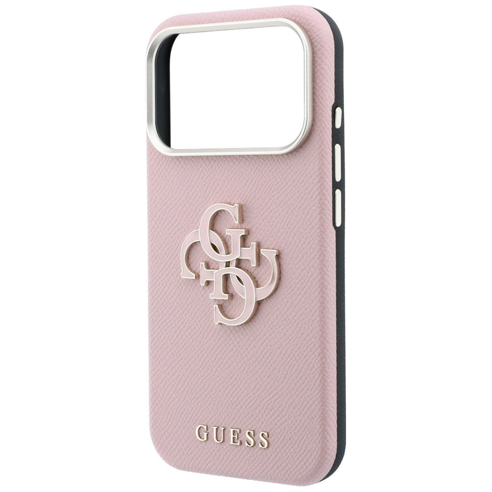 Hülle für Apple iPhone 18 Pro / 17 Pro, Guess, Geprägtes großes Harzlogo, Rosa