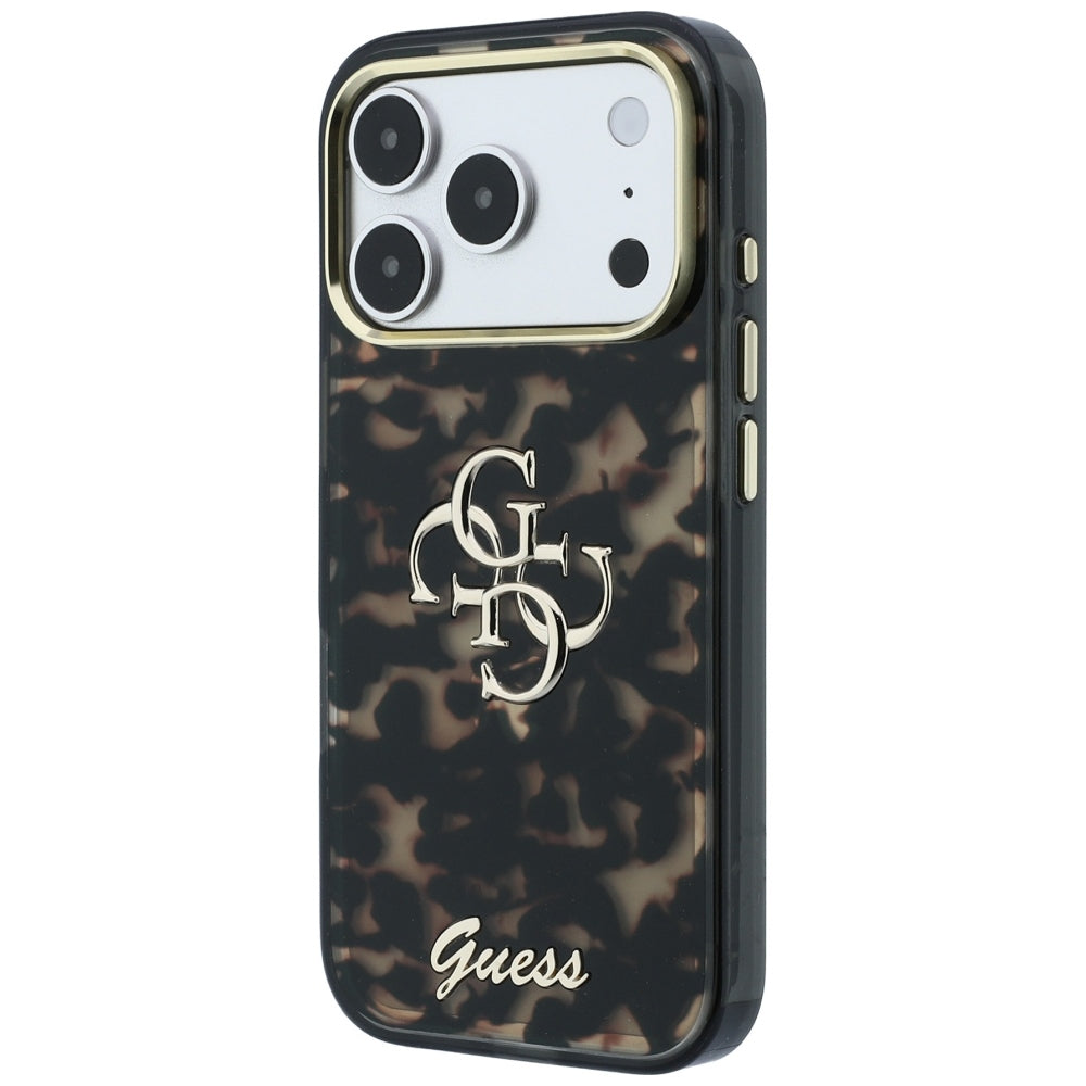 Hülle für Apple iPhone 18 Pro / 17 Pro, Guess, IML 4G Metal Script, Braun