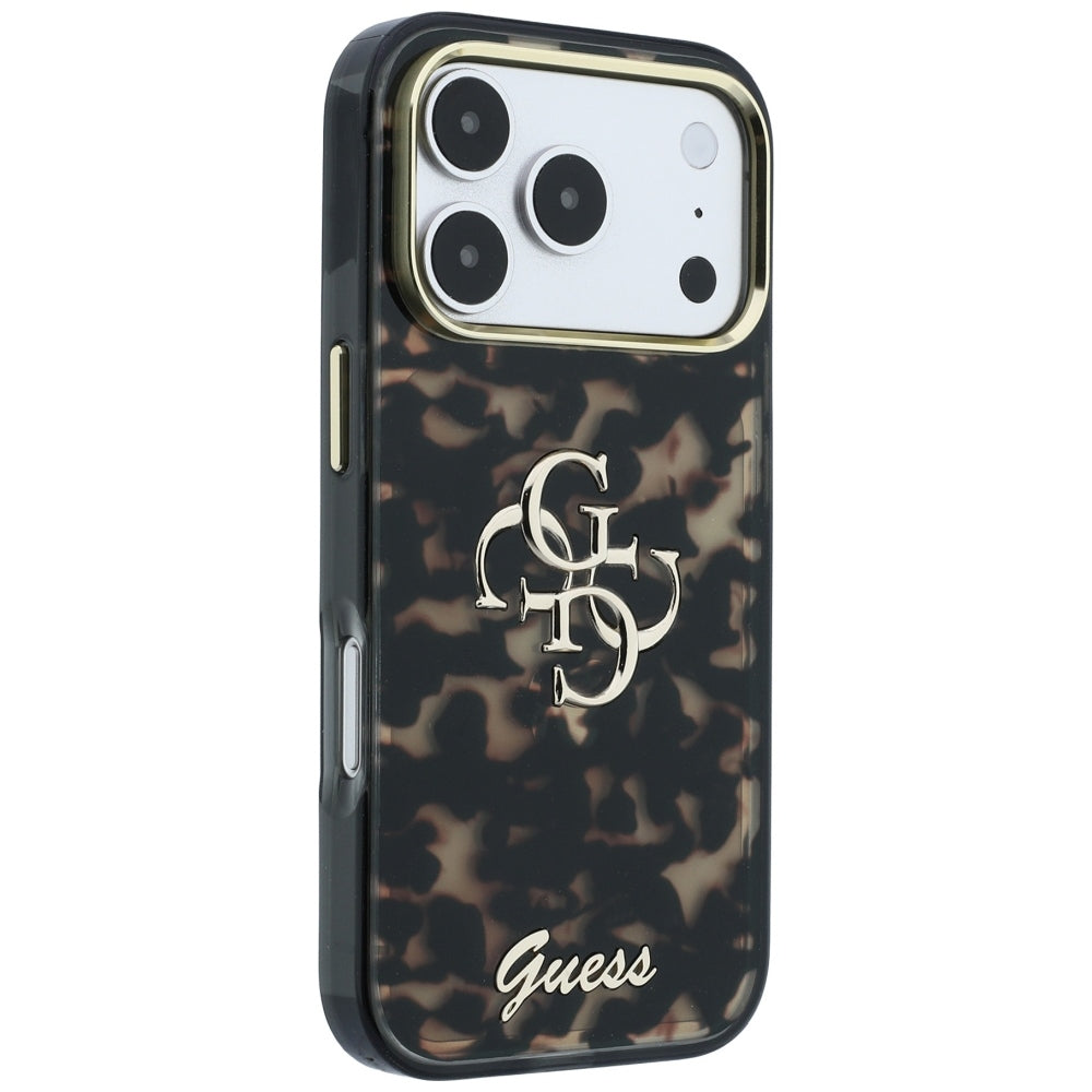 Hülle für Apple iPhone 18 Pro / 17 Pro, Guess, IML 4G Metal Script, Braun