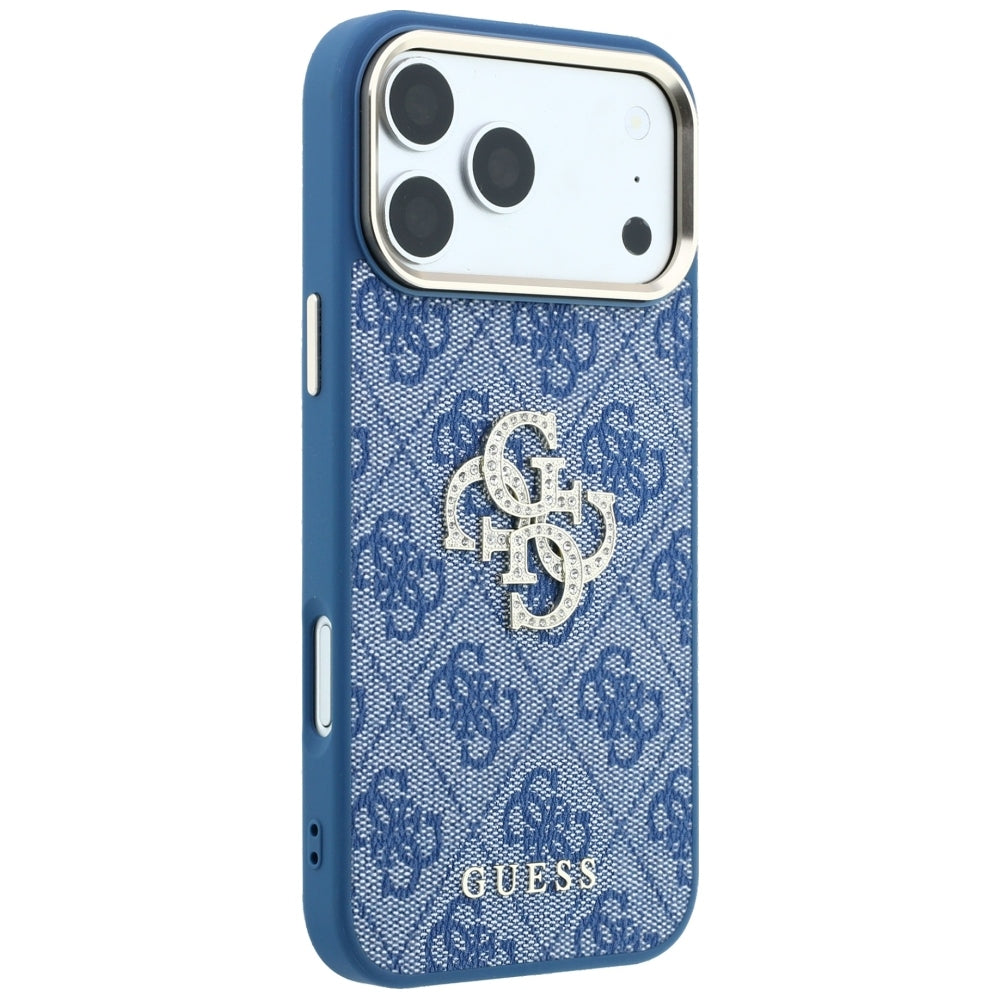 Hülle für Apple iPhone 18 Pro Max / 17 Pro Max, Guess, 4G Big Strass Logo, Blau