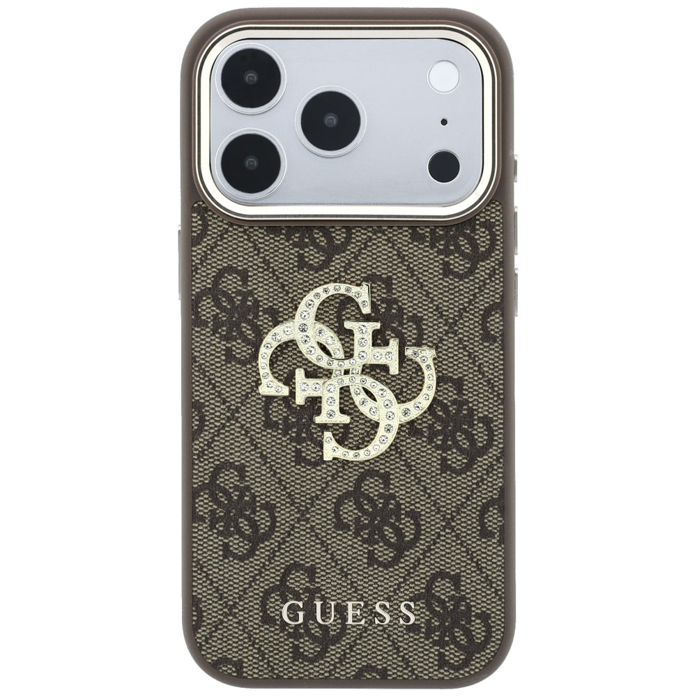 Hülle für Apple iPhone 18 Pro Max / 17 Pro Max, Guess, 4G Big Strass Logo, Braun