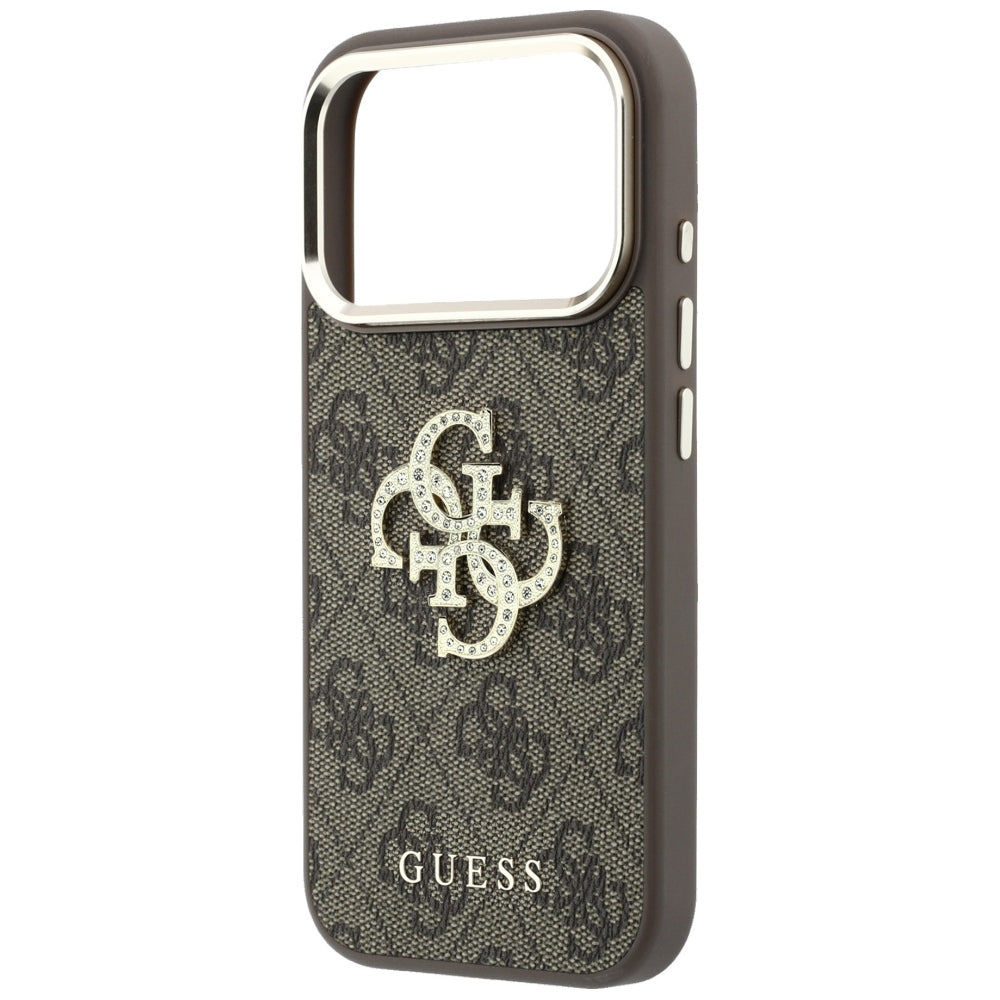Hülle für Apple iPhone 18 Pro Max / 17 Pro Max, Guess, 4G Big Strass Logo, Braun