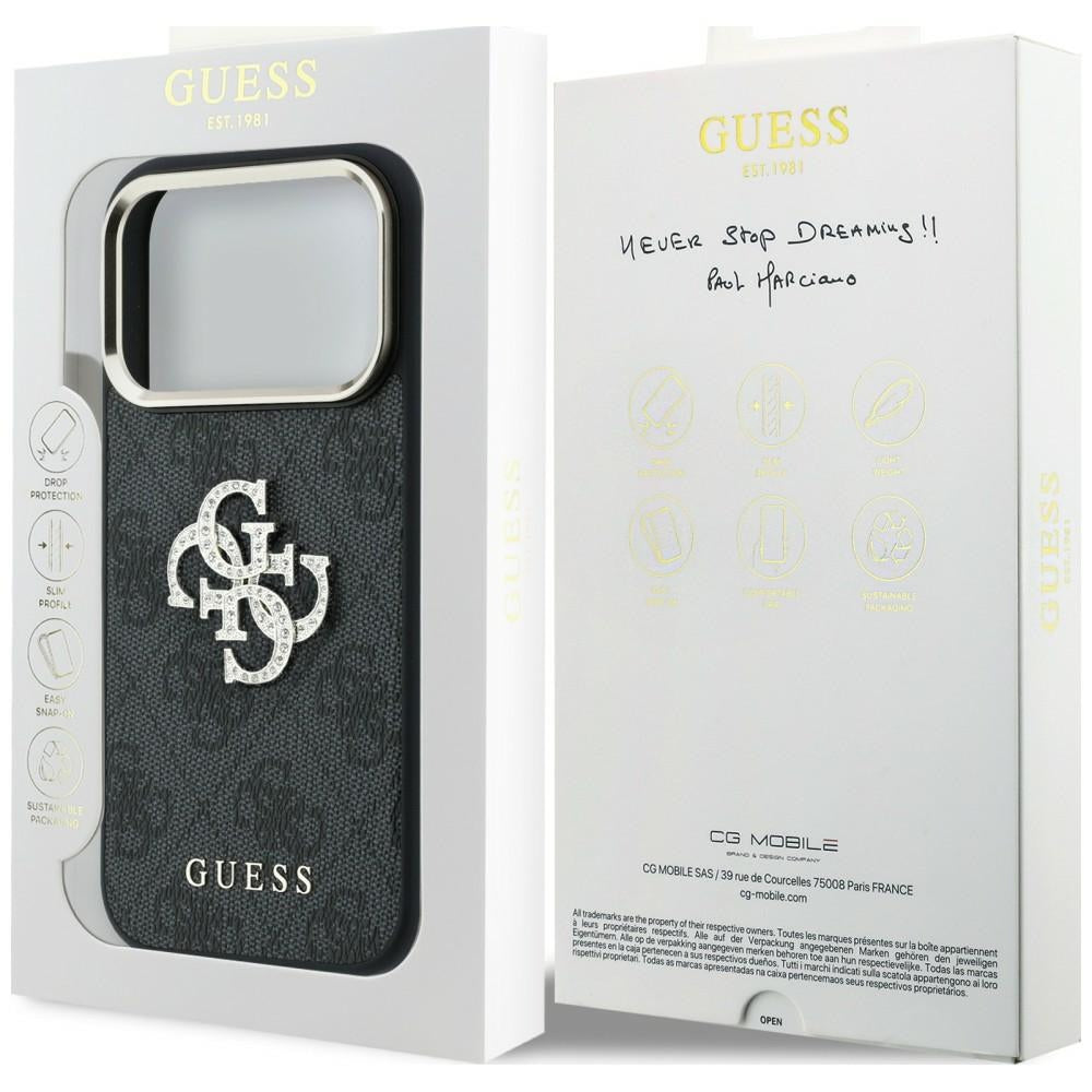 Hülle für Apple iPhone 18 Pro Max / 17 Pro Max, Guess, 4G Big Strass Logo, Schwarz