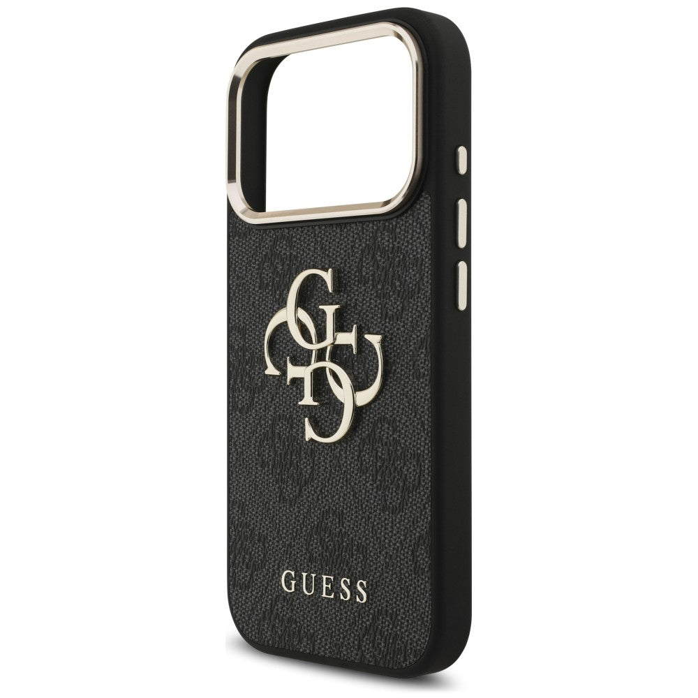 Hülle für Apple iPhone 18 Pro Max / 17 Pro Max, Guess, 4G Classic Logo mit Riemen, Schwarz Gold