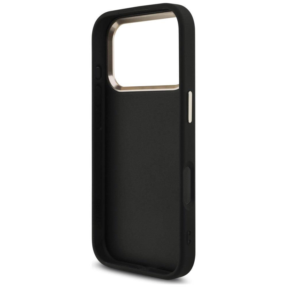 Hülle für Apple iPhone 18 Pro Max / 17 Pro Max, Guess, 4G Classic Logo mit Riemen, Schwarz Gold