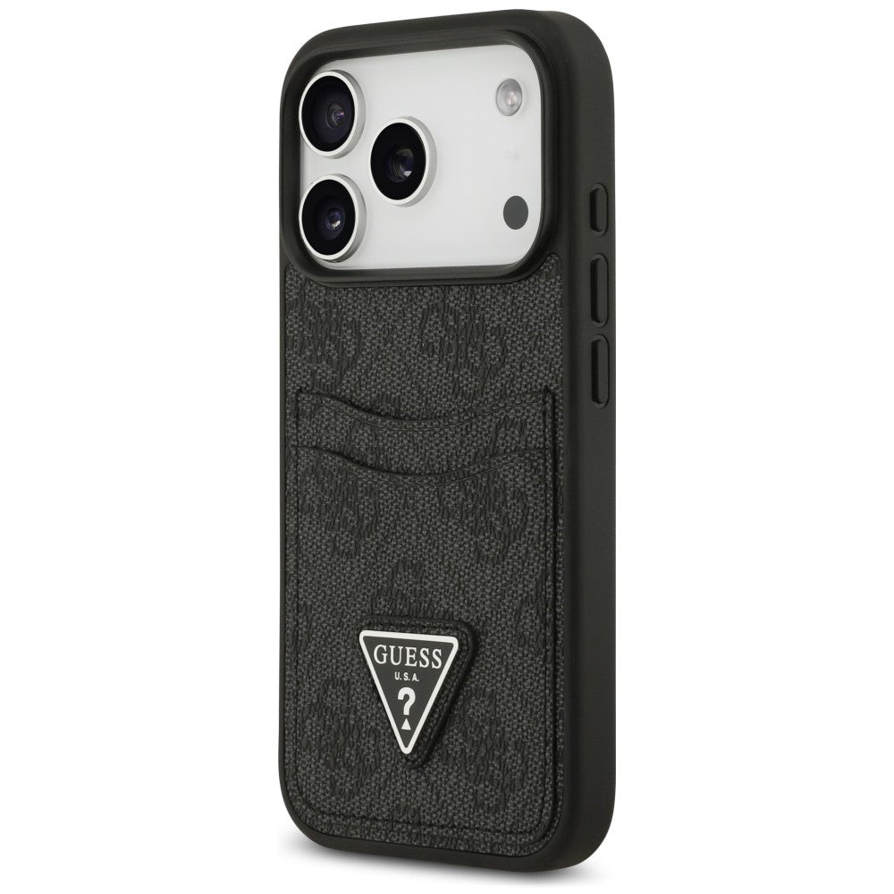 Hülle für Apple iPhone 18 Pro Max / 17 Pro Max, Guess, 4G Double Card Triangle, Schwarz