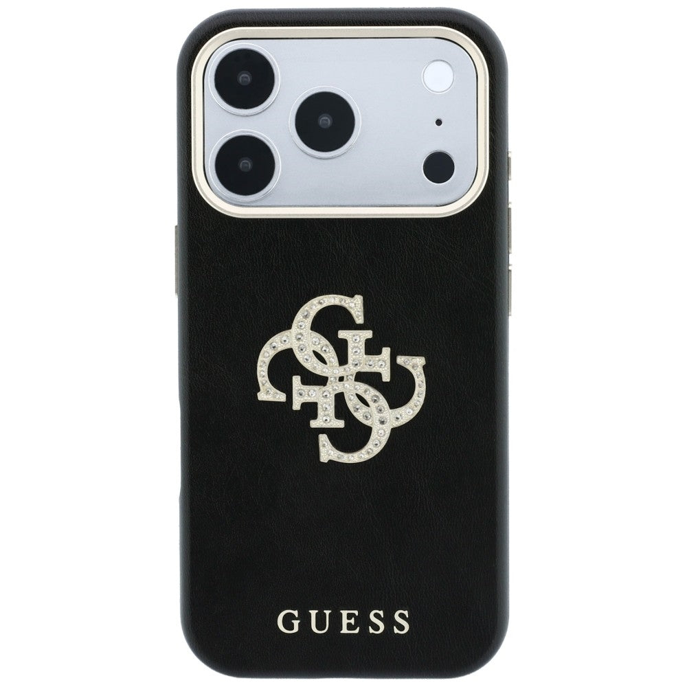 Hülle für Apple iPhone 18 Pro Max / 17 Pro Max, Guess, Glattes großes Strass-Logo, Schwarz