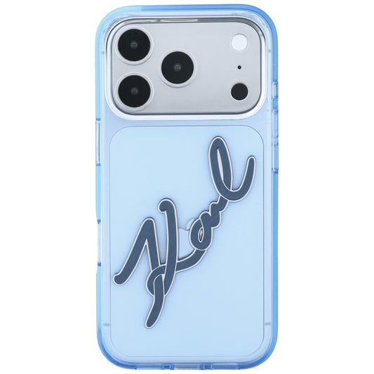 Hülle für Apple iPhone 18 Pro Max / 17 Pro Max, Karl Lagerfeld, IML Big Signature Resin Logo Metallrahmen, Blau