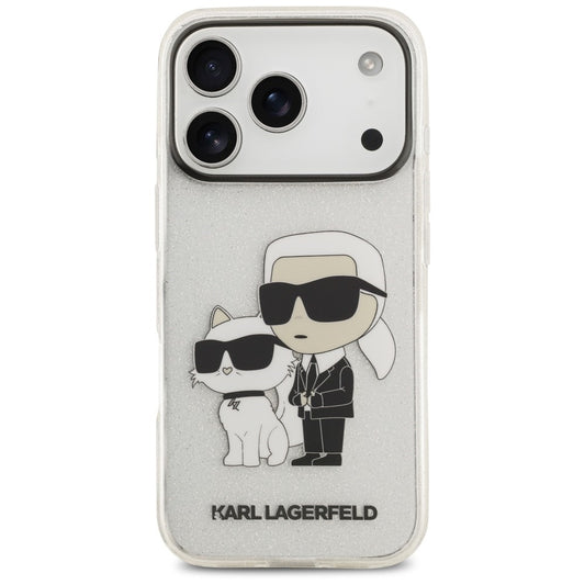 Hülle für Apple iPhone 18 Pro Max / 17 Pro Max, Karl Lagerfeld, IML Glitter Karl and Choupette NFT, transparent