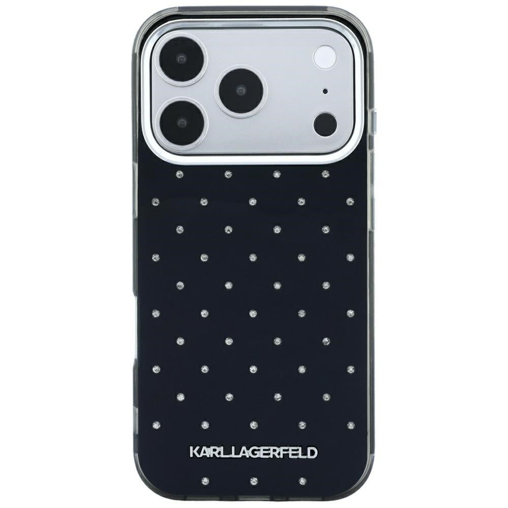 Hülle für Apple iPhone 18 Pro Max / 17 Pro Max, Karl Lagerfeld, IML Strasssteine und galvanisiertes Logo, Schwarz