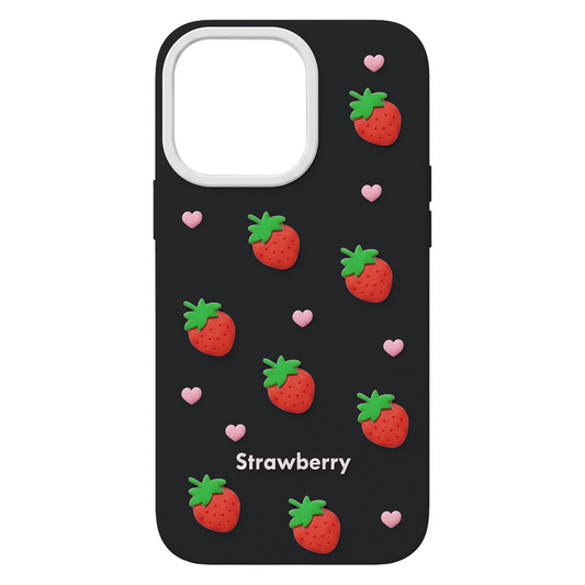Hülle für Apple iPhone 12 / 12 Pro, OEM, Strawberry, Schwarz