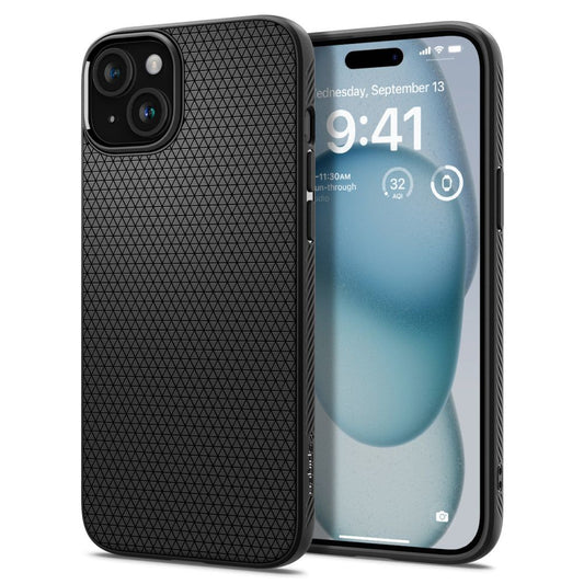 Tasche für Apple iPhone 15, Spigen, Liquid Air Matte, Schwarz ACS06790