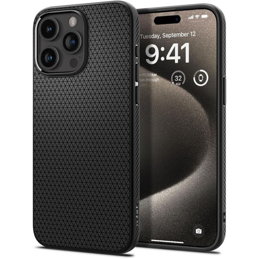 Tasche für Apple iPhone 15 Pro Max, Spigen, Liquid Air Matte, Schwarz ACS06562