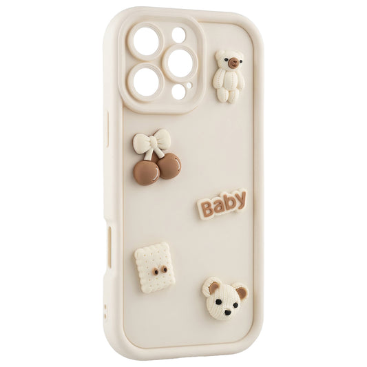 Hülle für Apple iPhone 13, OEM, Ultra Trendy 3D Bear, Beige