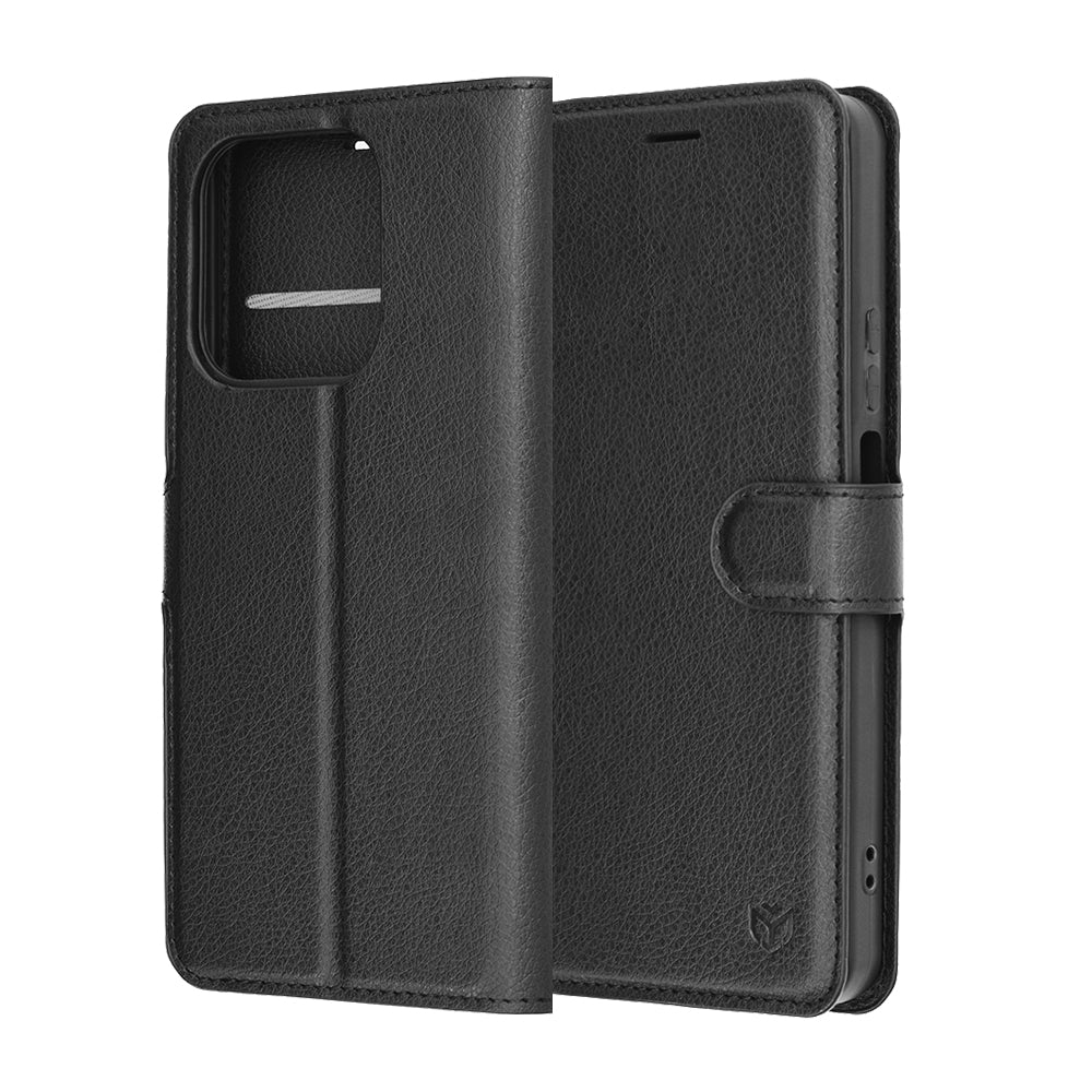 Hülle für Honor 400 Smart 4G / X7d 4G / 400 Smart 5G, Techsuit, Leder-Folio, Schwarz