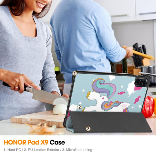 Case for Honor Pad X8a, Techsuit, FoldPro Unicorn, Multicolor